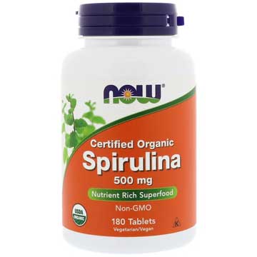 Now Foods, Certified Natural Spirulina, 500 mg, 180 tabletek