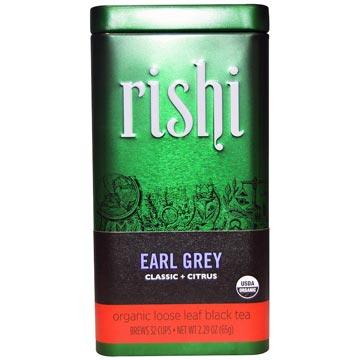 Rishi Çayı, Organik Gevşek Yapraklı Siyah Çay, Earl Grey, Klasik + Narenciye, 65 gr