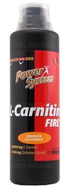 L-Carnitin FIRE płyn 500 ml 60 000 mg z ekstraktem z zielonej herbaty POWER SYSTEM