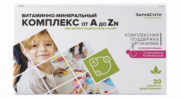 A'dan Zn'ye Zdravcity vitamin ve mineral kompleksi